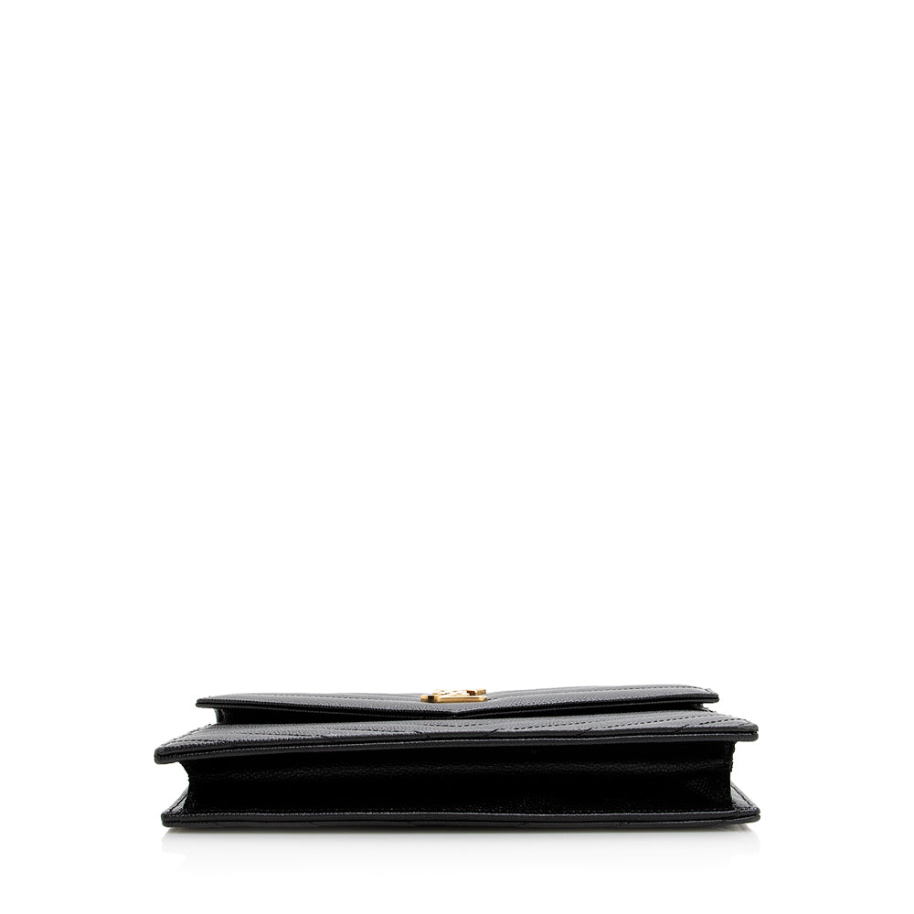Saint Laurent Matelasse Grain de Poudre Monogram Envelope Chain Wallet 19240