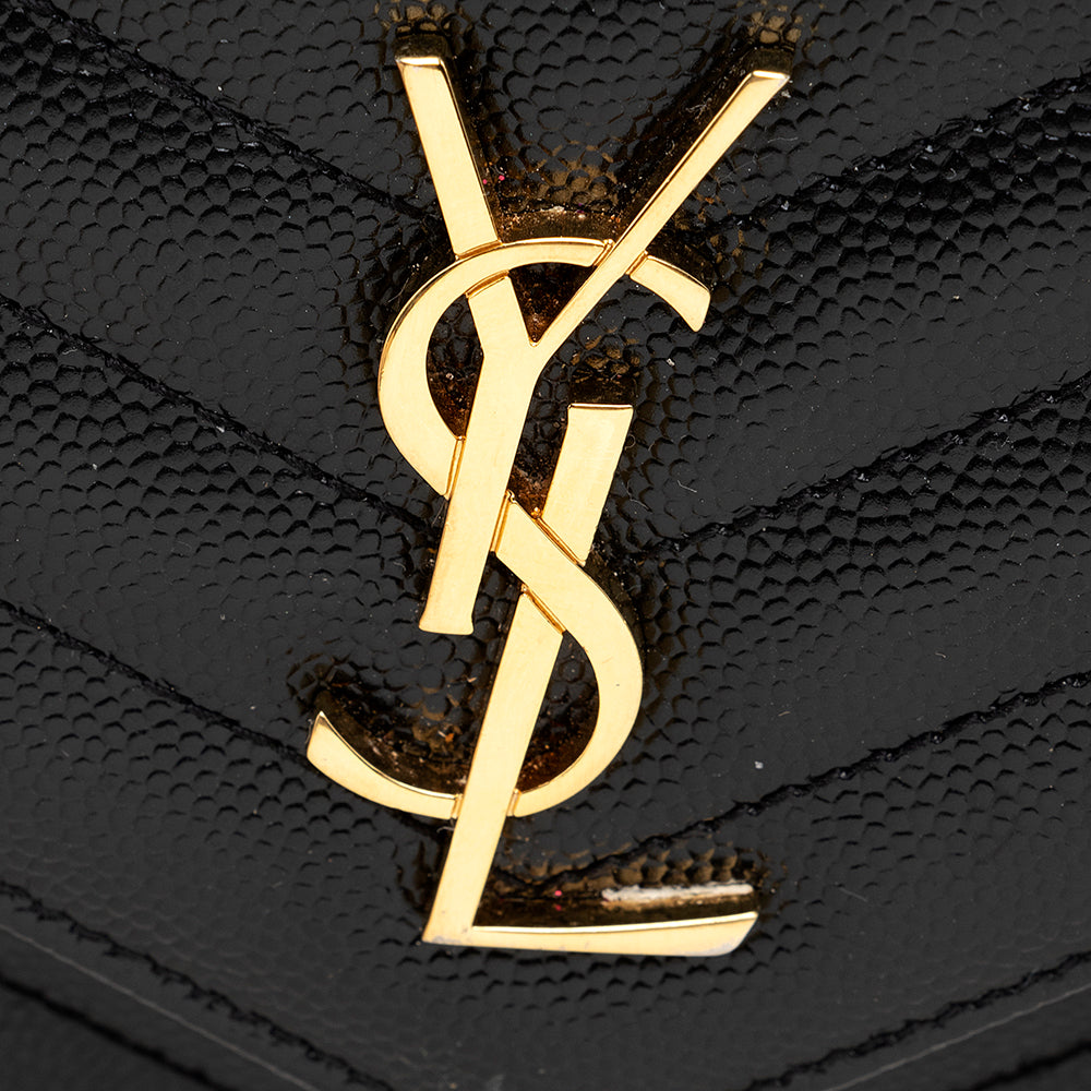 Saint Laurent Matelasse Grain de Poudre Monogram Envelope Chain Wallet 19240