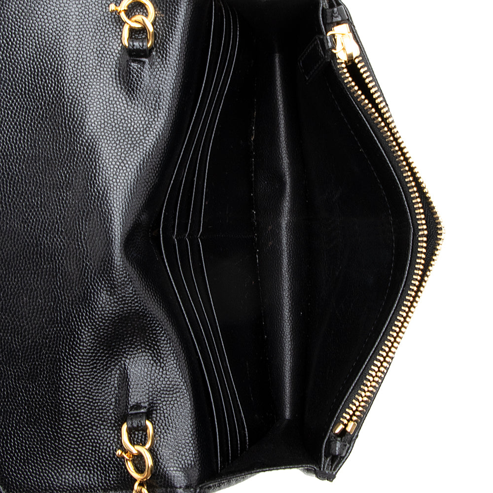Saint Laurent Matelasse Grain de Poudre Monogram Envelope Chain Wallet 19240