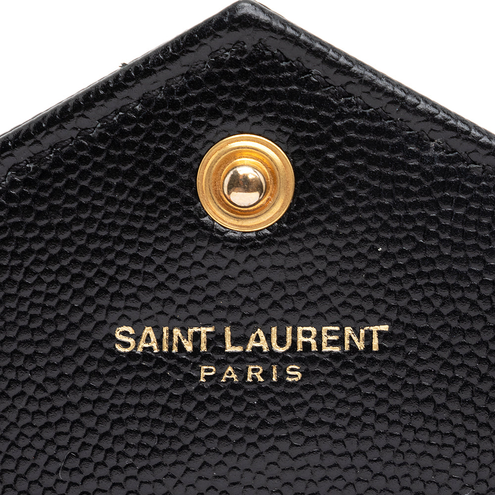 Saint Laurent Matelasse Grain de Poudre Monogram Envelope Chain Wallet 19240