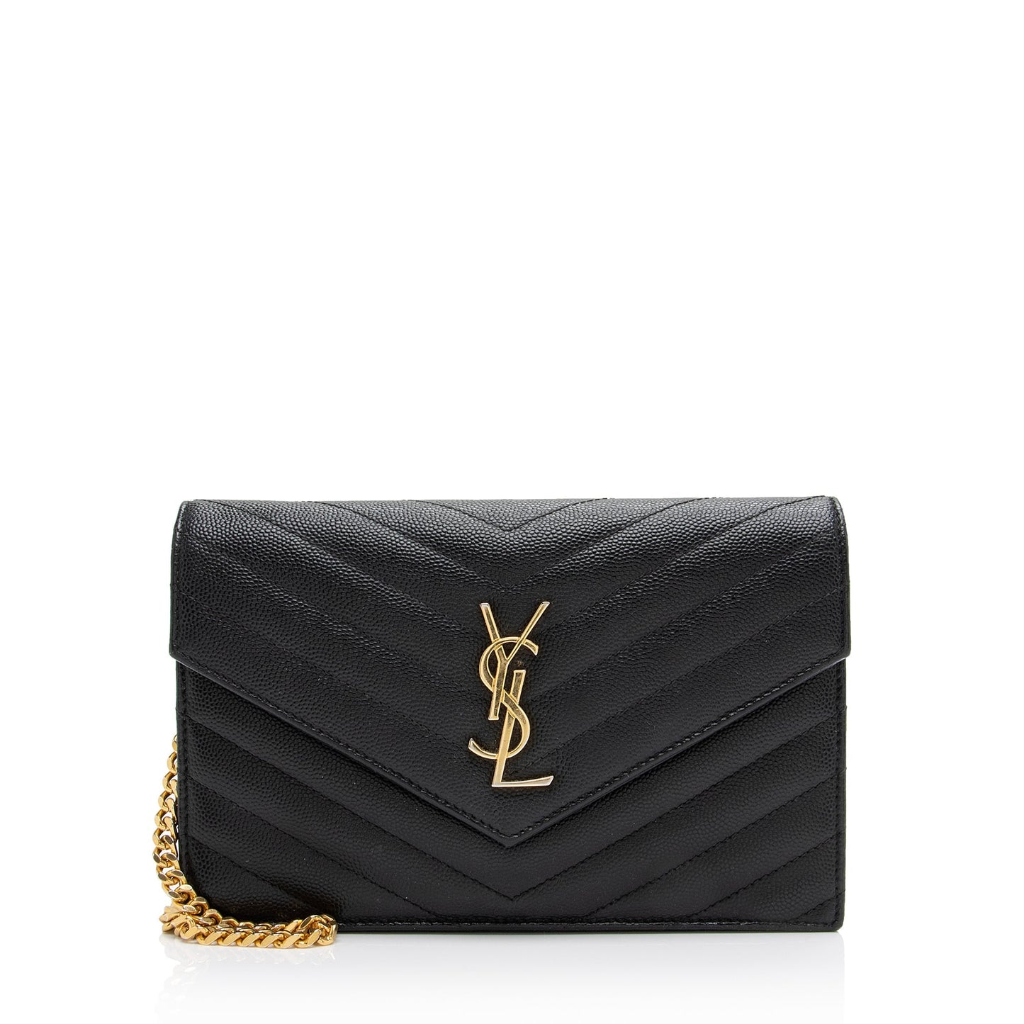 Saint Laurent Matelasse Grain de Poudre Monogram Envelope Chain Wallet 23410