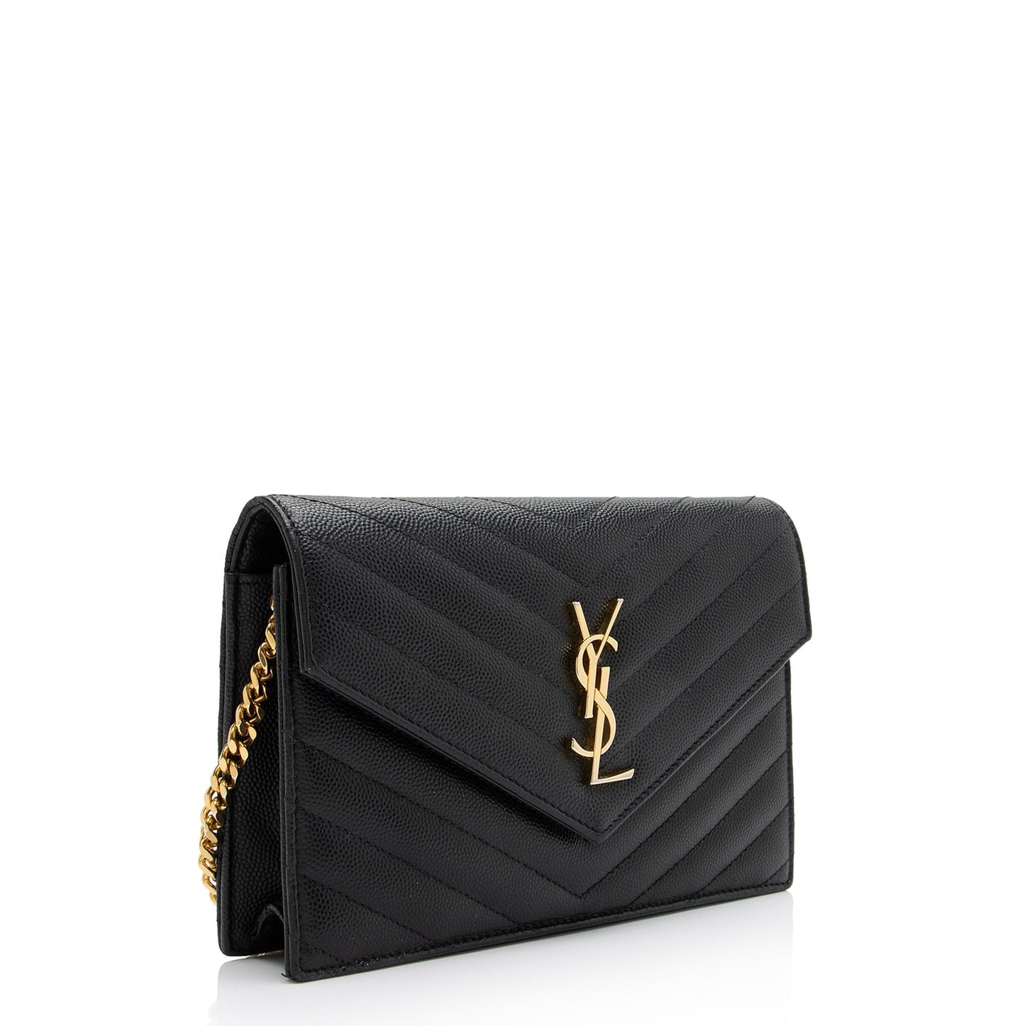 Saint Laurent Matelasse Grain de Poudre Monogram Envelope Chain Wallet 23410