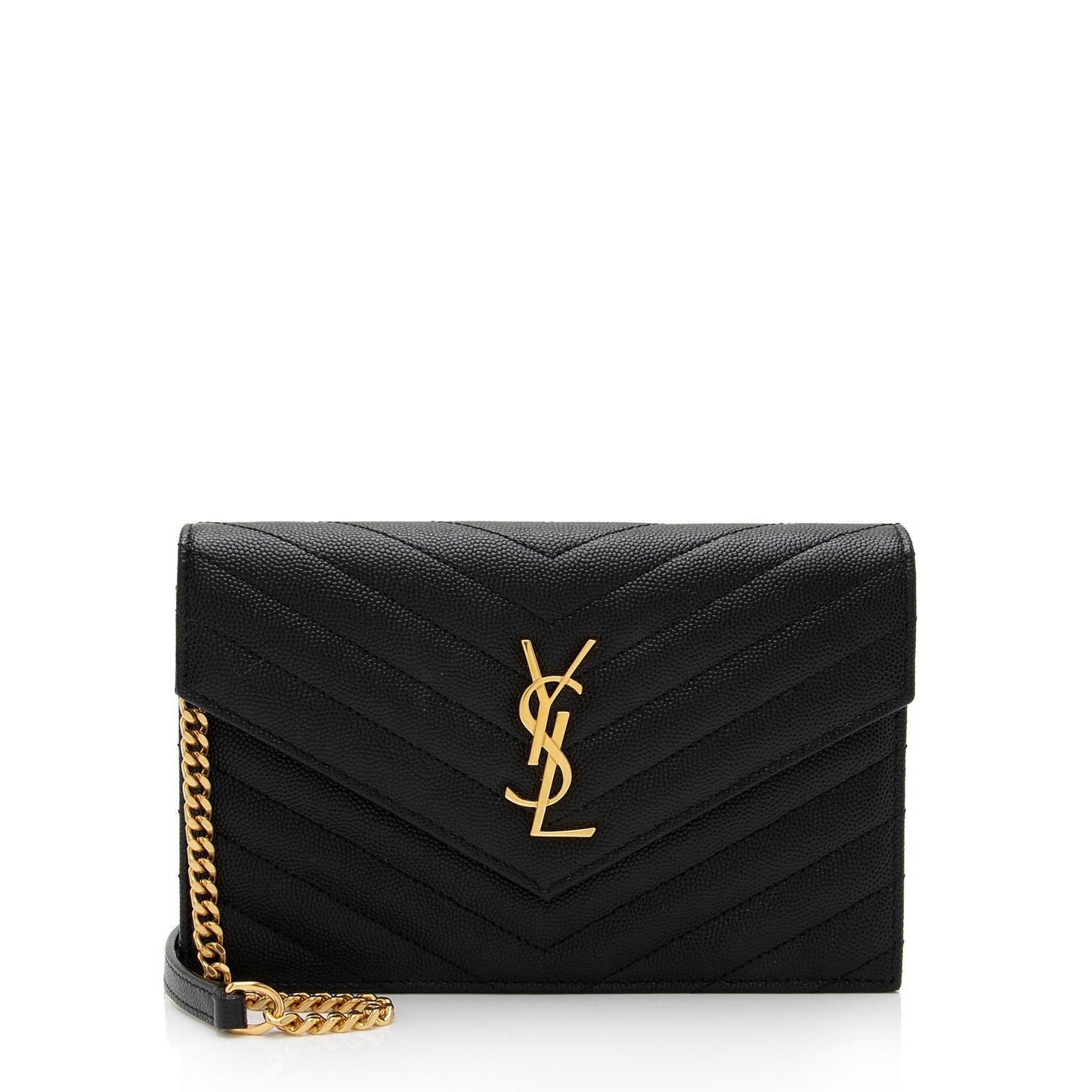 Saint Laurent Matelasse Grain de Poudre Monogram Envelope Chain Wallet qb9r0n