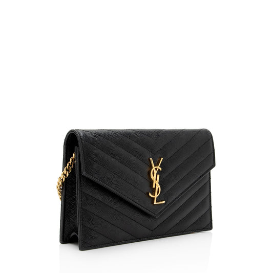 Saint Laurent Matelasse Grain de Poudre Monogram Envelope Chain Wallet bXElvR