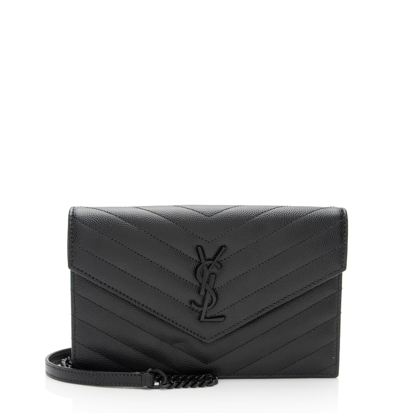 Saint Laurent Matelasse Grain de Poudre Monogram Envelope Chain Wallet HfJfIb