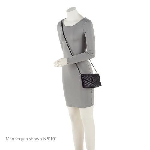 Saint Laurent Matelasse Grain de Poudre Monogram Envelope Chain Wallet HfJfIb