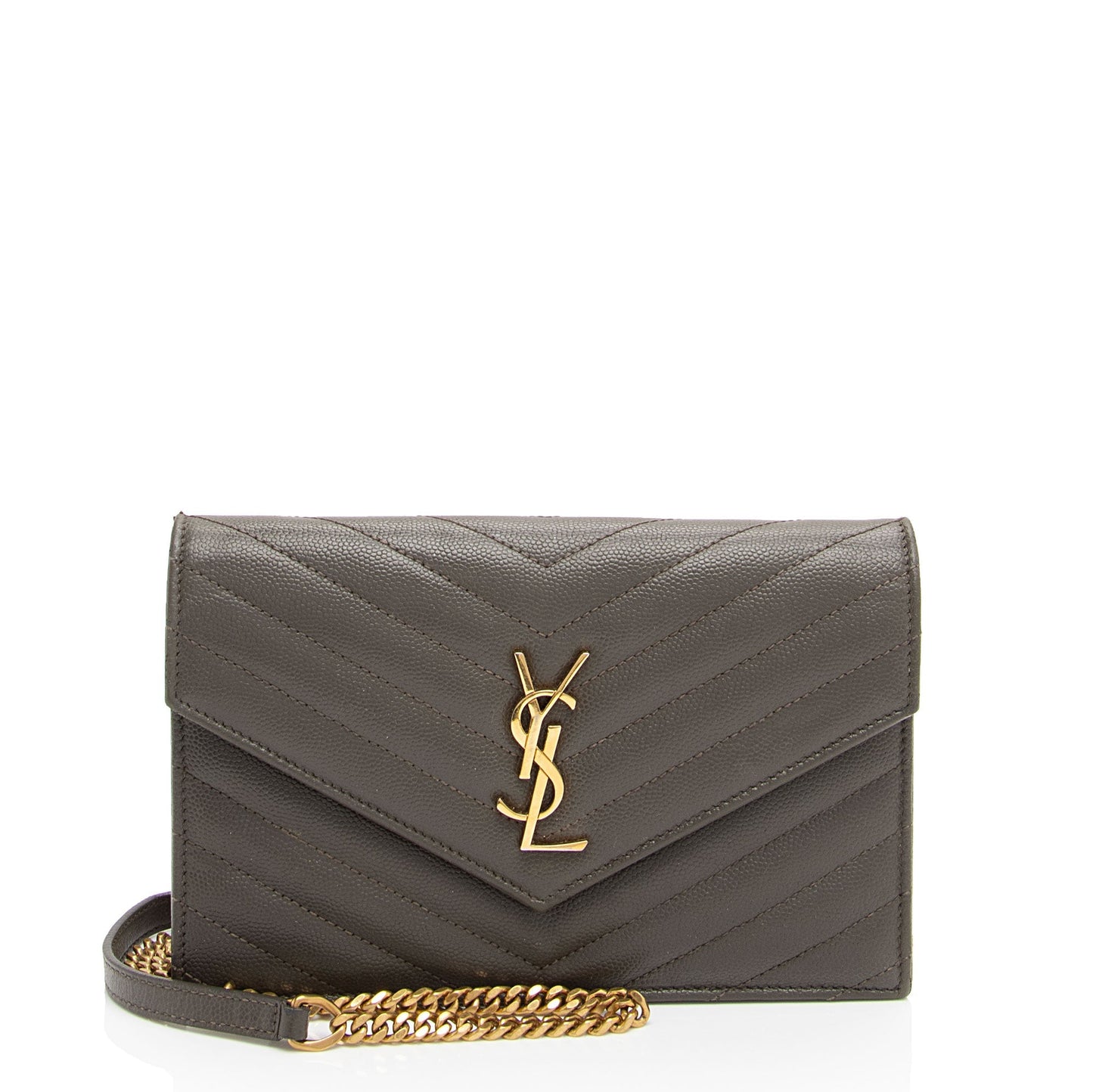 Saint Laurent Matelasse Grain de Poudre Monogram Envelope Chain Wallet LtbB65