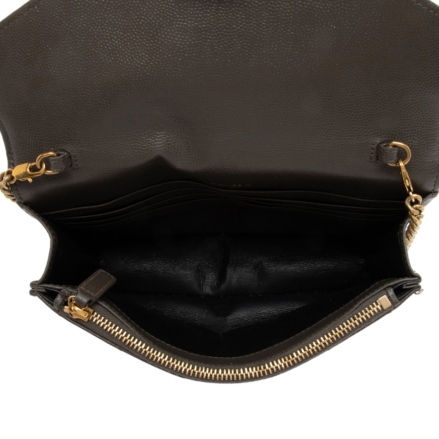 Saint Laurent Matelasse Grain de Poudre Monogram Envelope Chain Wallet LtbB65