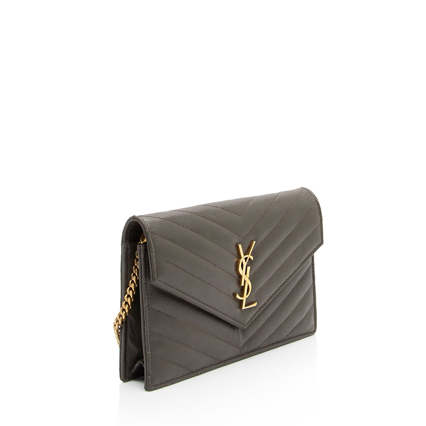 Saint Laurent Matelasse Grain de Poudre Monogram Envelope Chain Wallet LtbB65