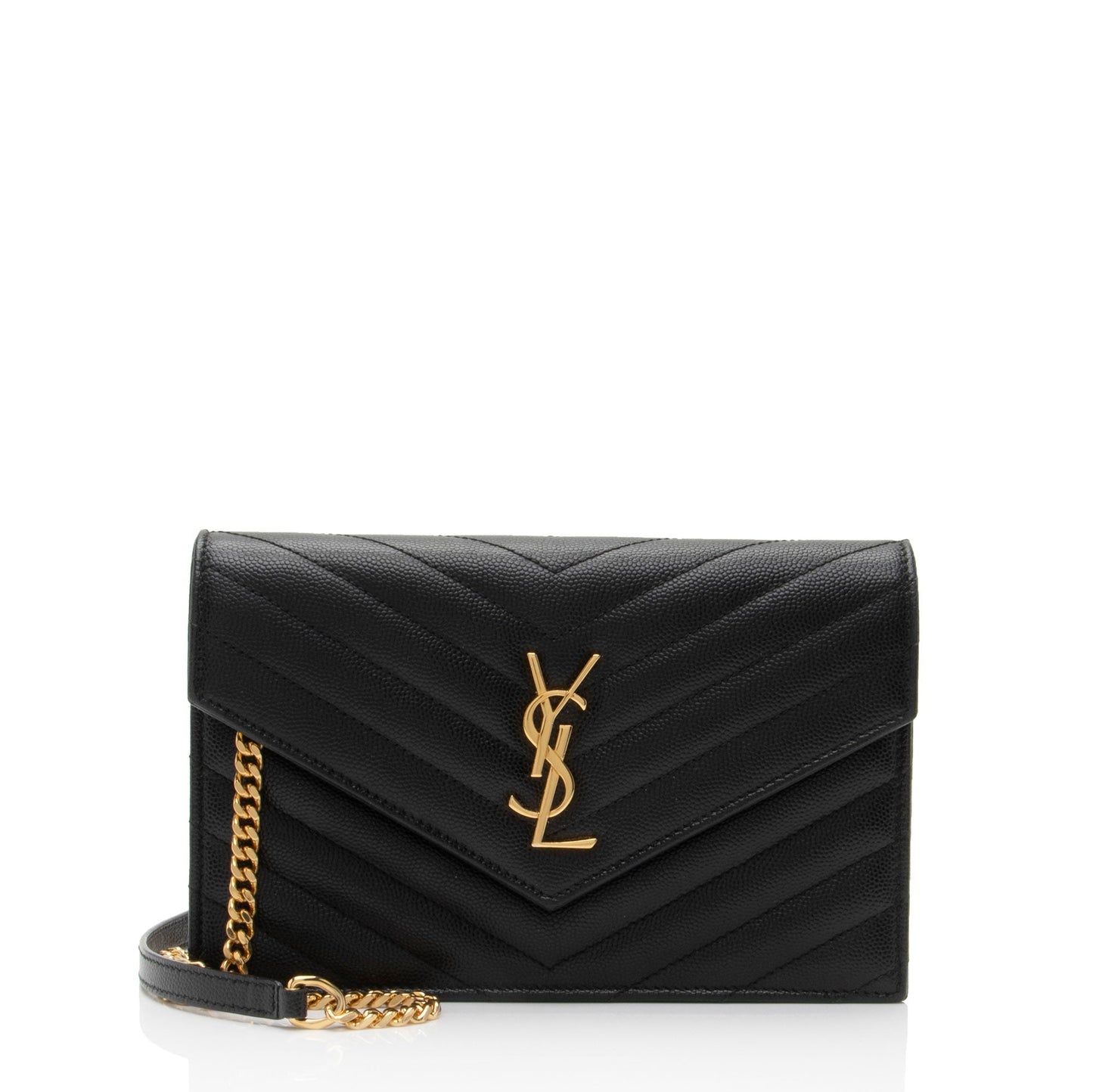 Saint Laurent Matelasse Grain de Poudre Monogram Envelope Chain Wallet 95fSun
