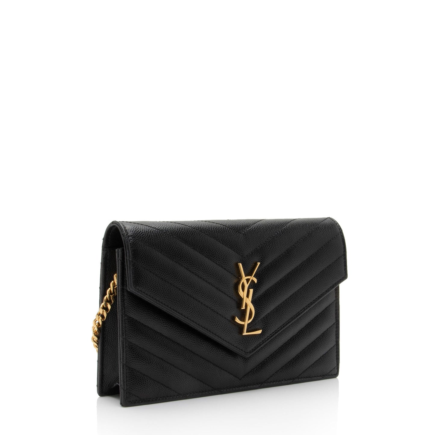 Saint Laurent Matelasse Grain de Poudre Monogram Envelope Chain Wallet 95fSun