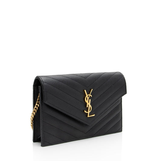 Saint Laurent Matelasse Grain de Poudre Monogram Envelope Chain Wallet DR4kKW