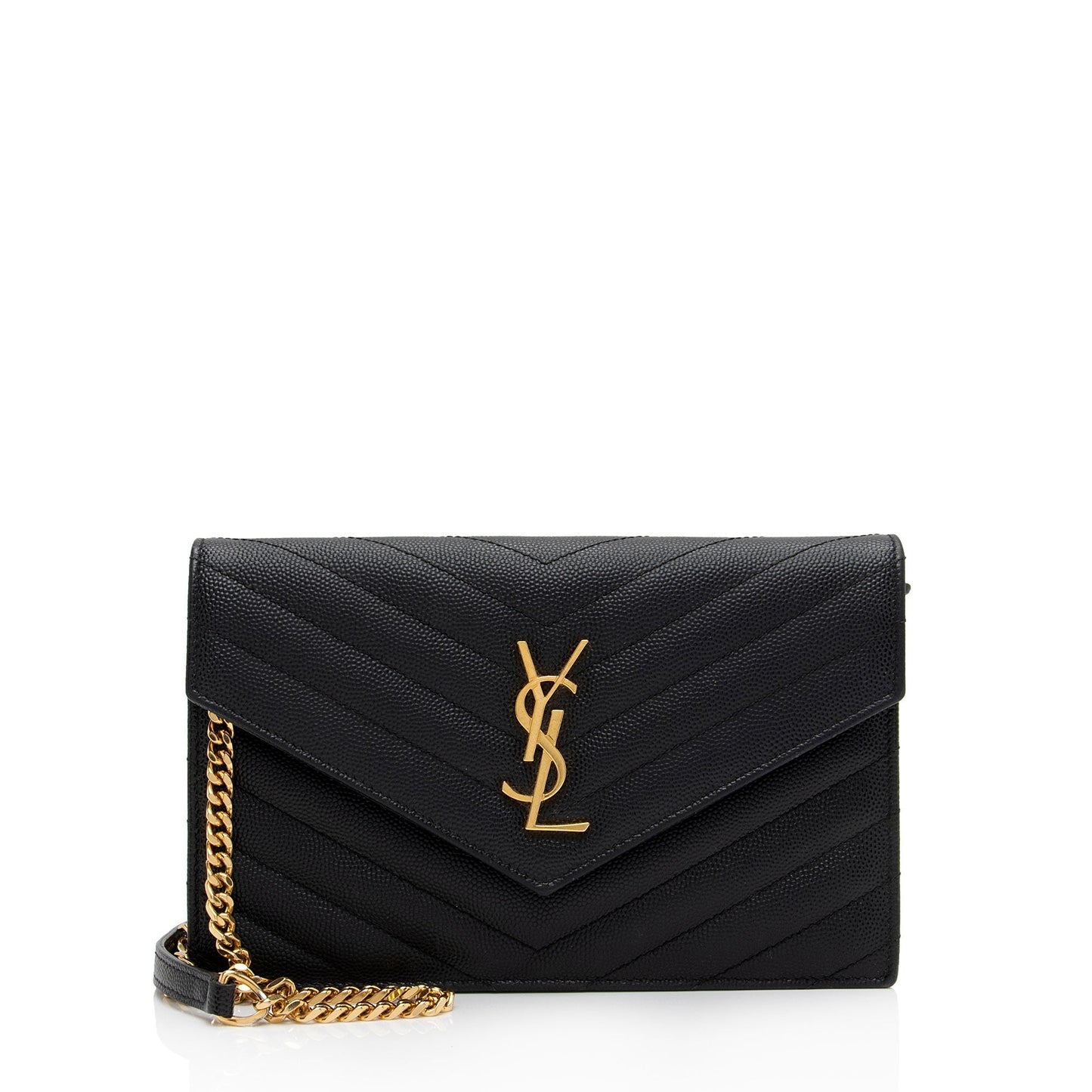 Saint Laurent Matelasse Grain de Poudre Monogram Envelope Chain Wallet zpgjlD