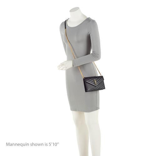 Saint Laurent Matelasse Grain de Poudre Monogram Envelope Chain Wallet zpgjlD