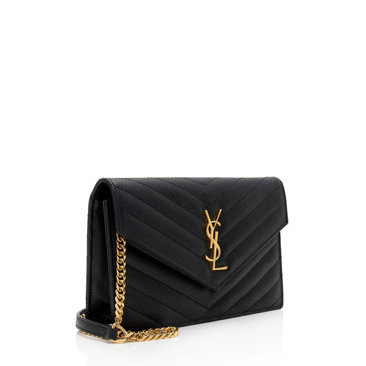 Saint Laurent Matelasse Grain de Poudre Monogram Envelope Chain Wallet zpgjlD