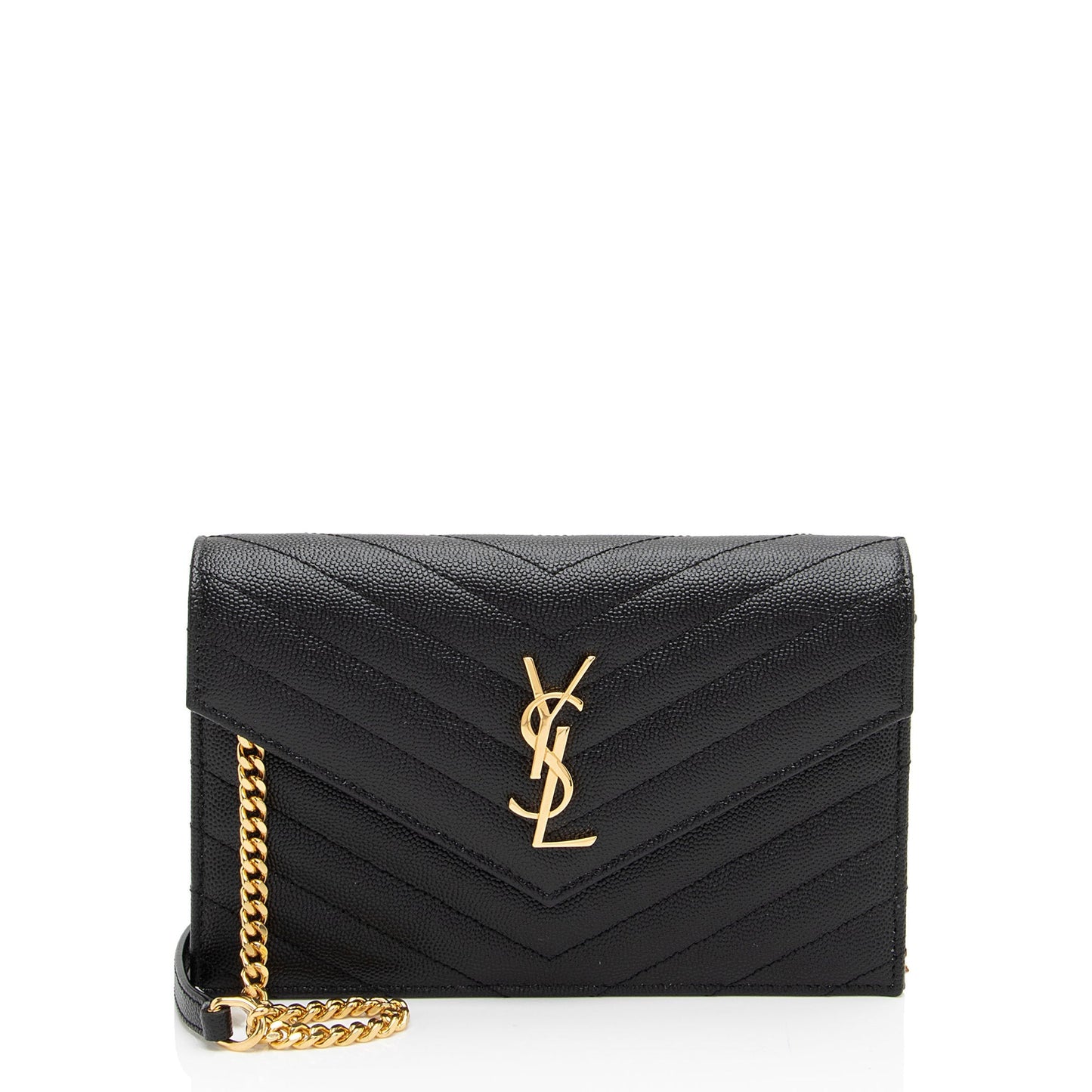 Saint Laurent Matelasse Grain de Poudre Monogram Envelope Chain Wallet EIiwQw