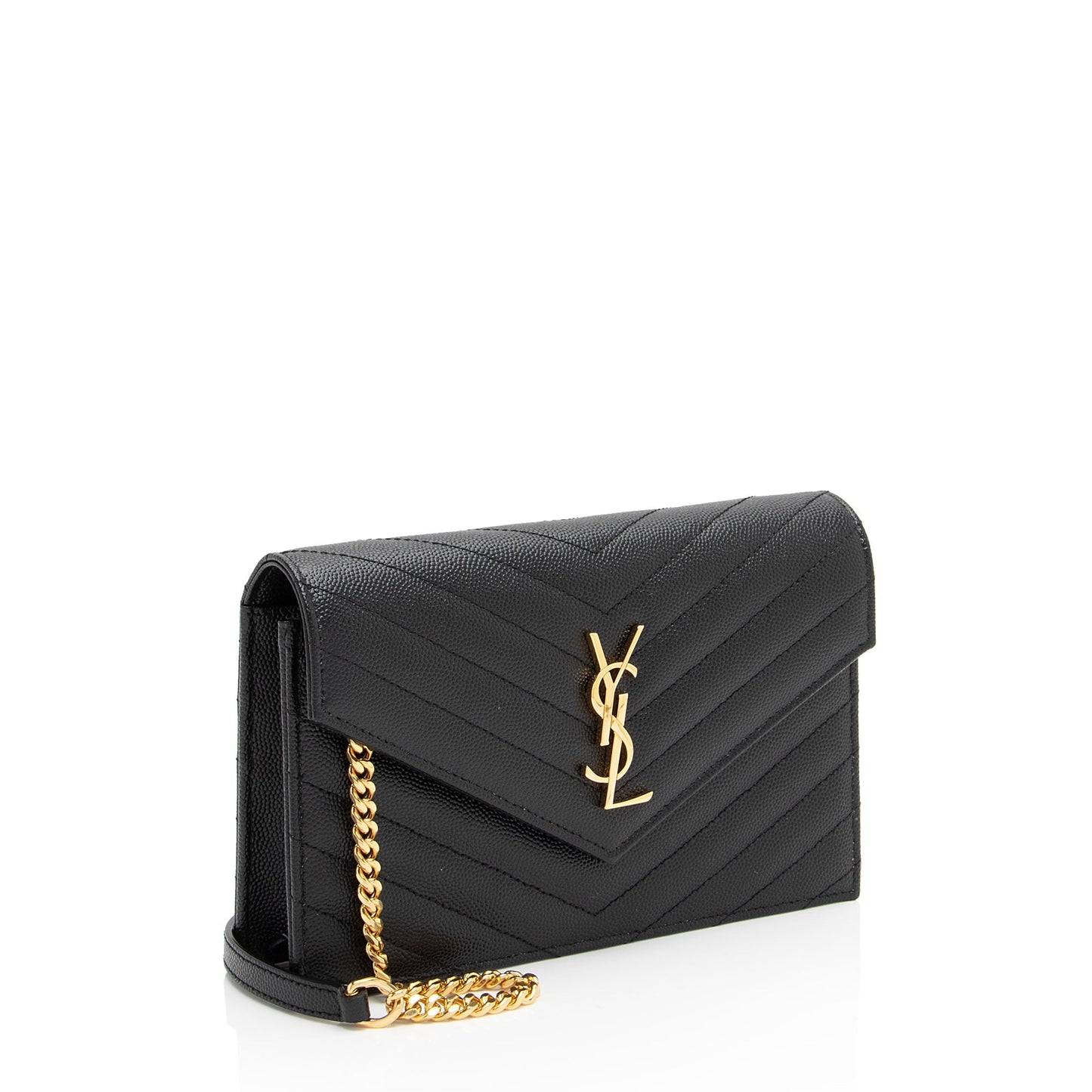Saint Laurent Matelasse Grain de Poudre Monogram Envelope Chain Wallet EIiwQw