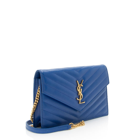 Saint Laurent Matelasse Grain de Poudre Monogram Envelope Chain Wallet 848BeC