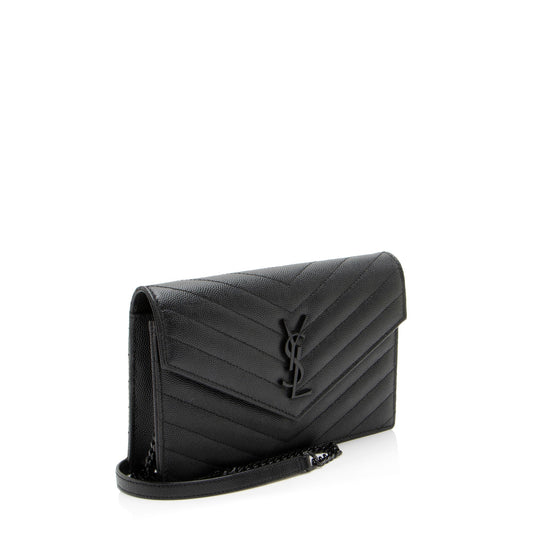 Saint Laurent Matelasse Grain de Poudre Monogram Envelope Chain Wallet xHzUT8