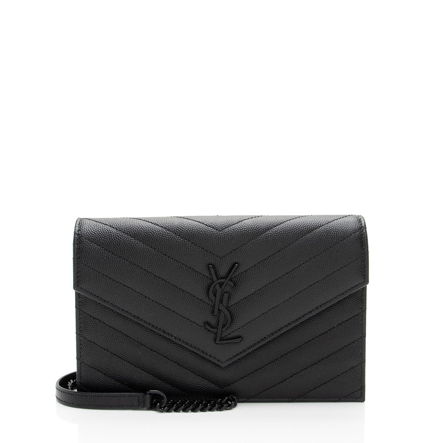 Saint Laurent Matelasse Grain de Poudre Monogram Envelope Chain Wallet igJITM