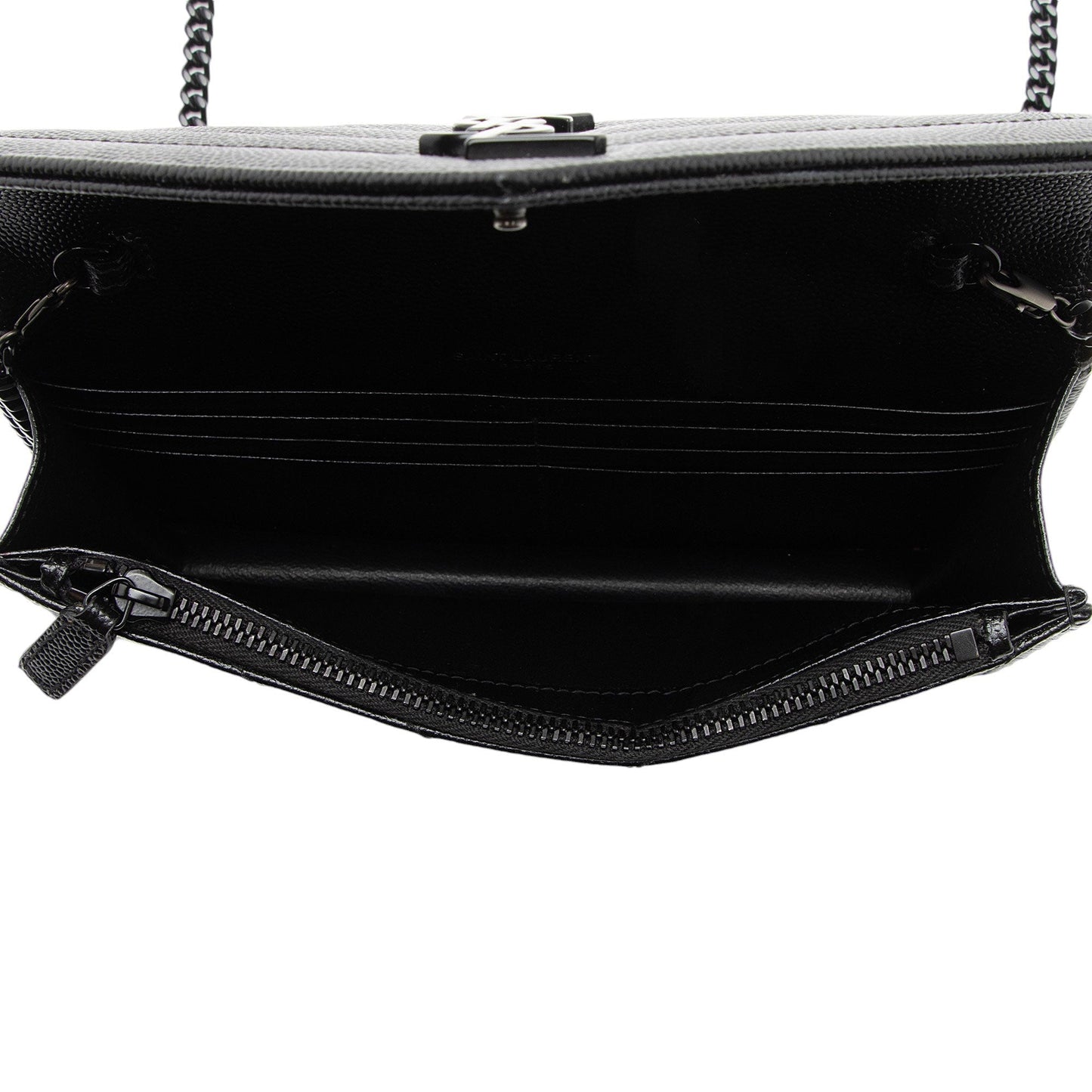 Saint Laurent Matelasse Grain de Poudre Monogram Envelope Chain Wallet igJITM