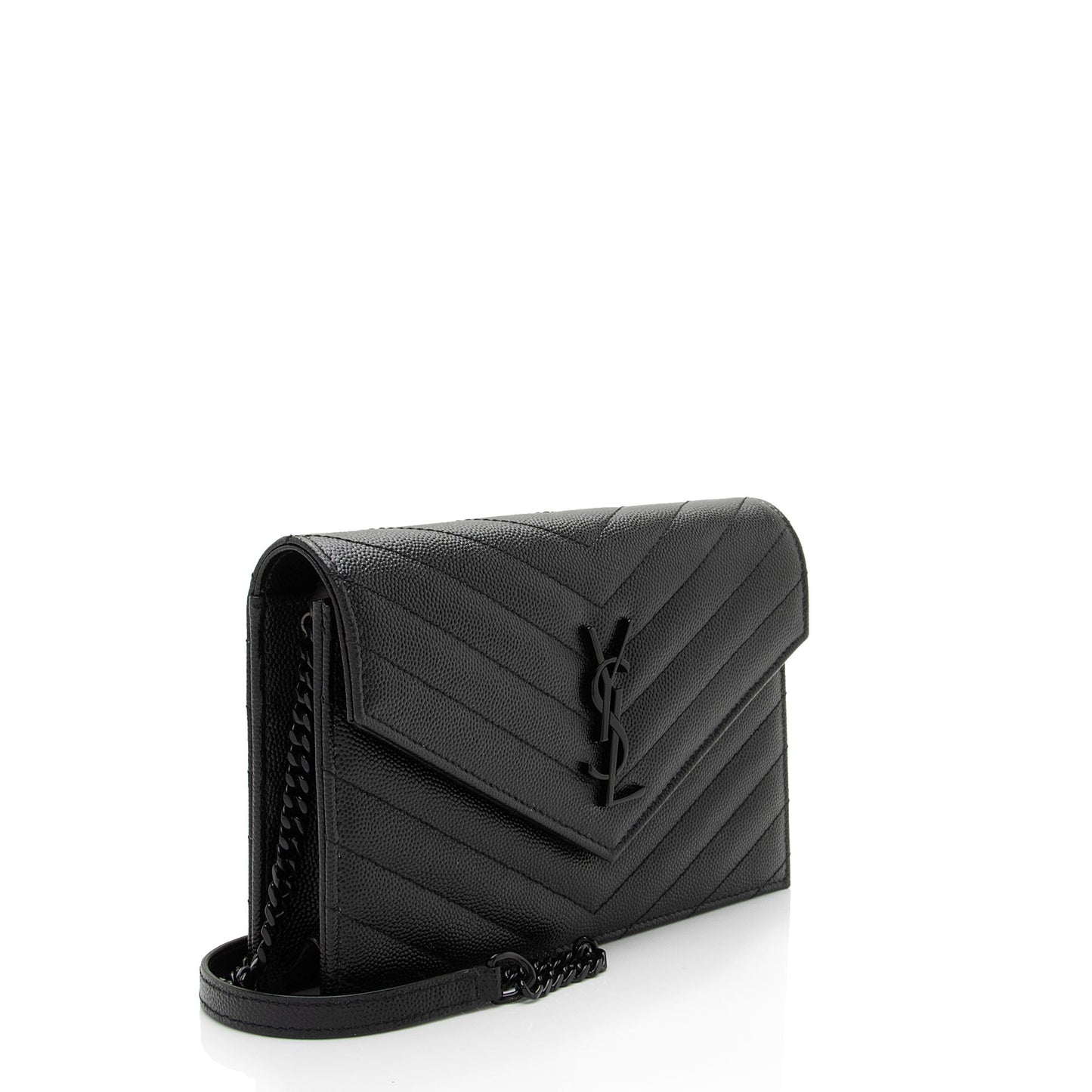 Saint Laurent Matelasse Grain de Poudre Monogram Envelope Chain Wallet igJITM