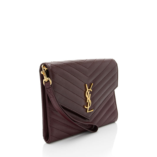 Saint Laurent Matelasse Grain de Poudre Monogram Envelope Pouch lz1cXR