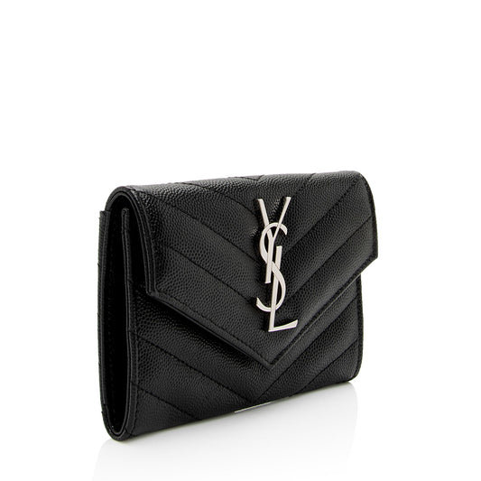 Saint Laurent Matelasse Grain de Poudre Monogram Envelope Small Wallet IW3B5H