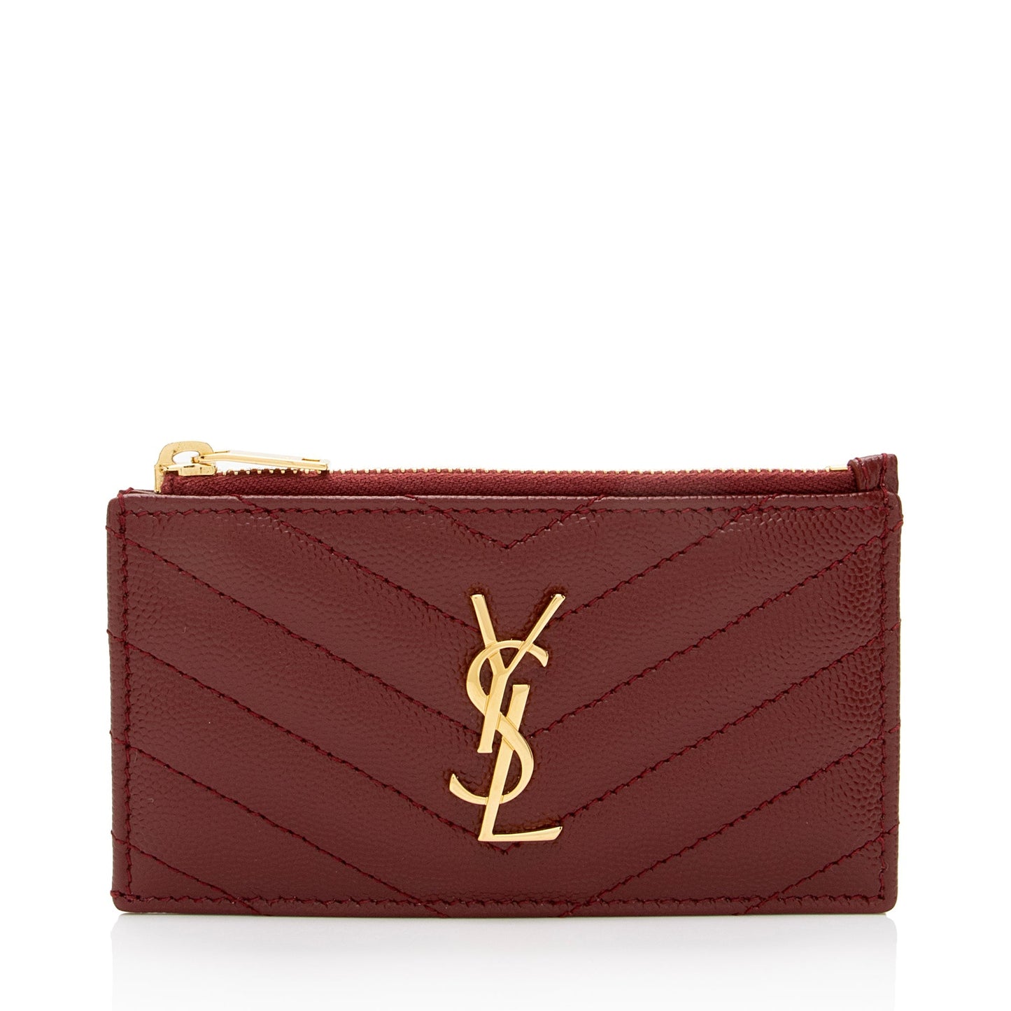 Saint Laurent Matelasse Grain de Poudre Monogram Fragments Zipper Card Case xj3XtJ