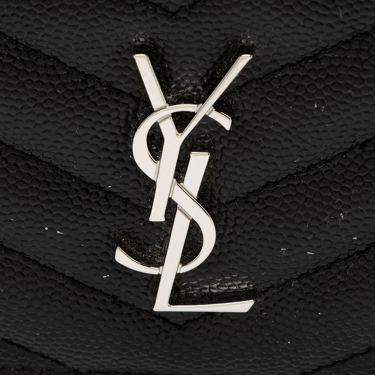 Saint Laurent Matelasse Grain de Poudre Monogram Fragments Zipper Card Case 664zHh