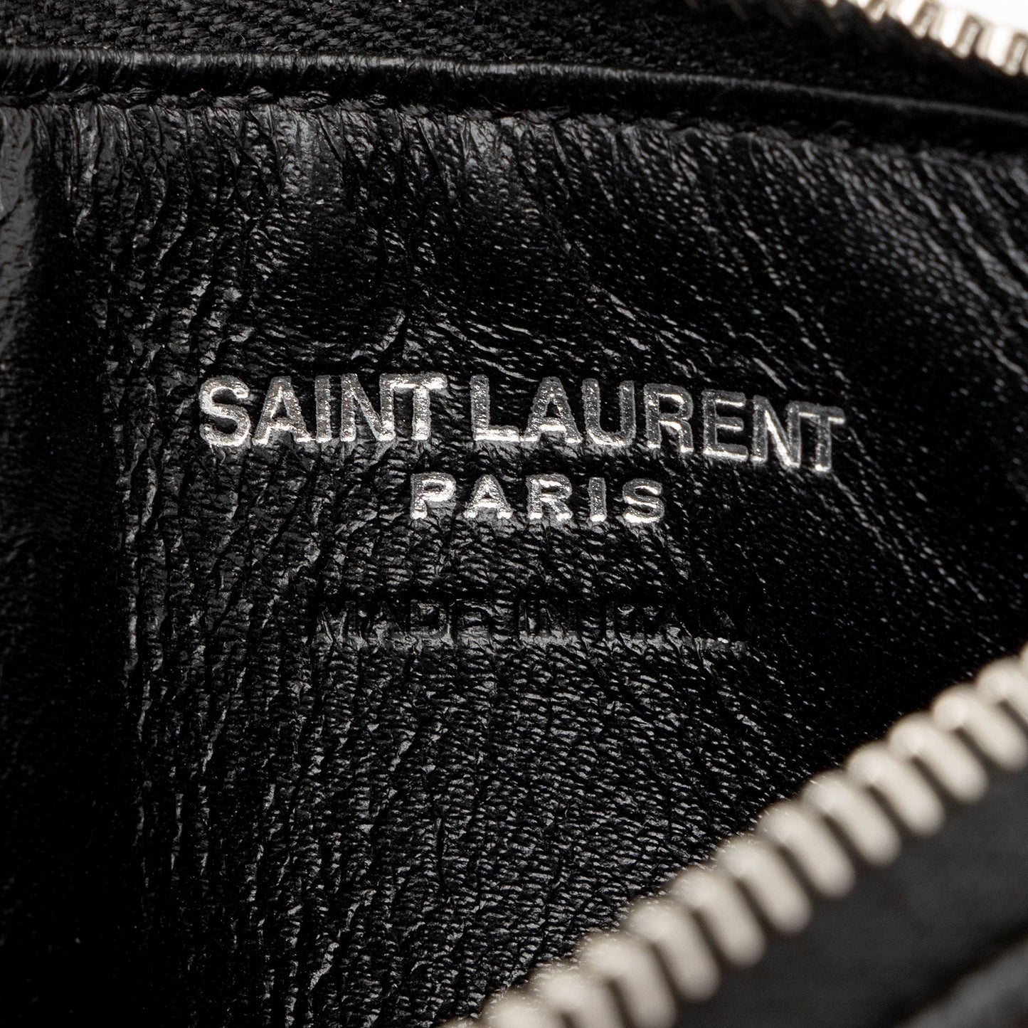 Saint Laurent Matelasse Grain de Poudre Monogram Fragments Zipper Card Case 664zHh