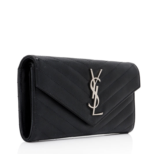 Saint Laurent Matelasse Grain de Poudre Monogram Wallet YZtdVY