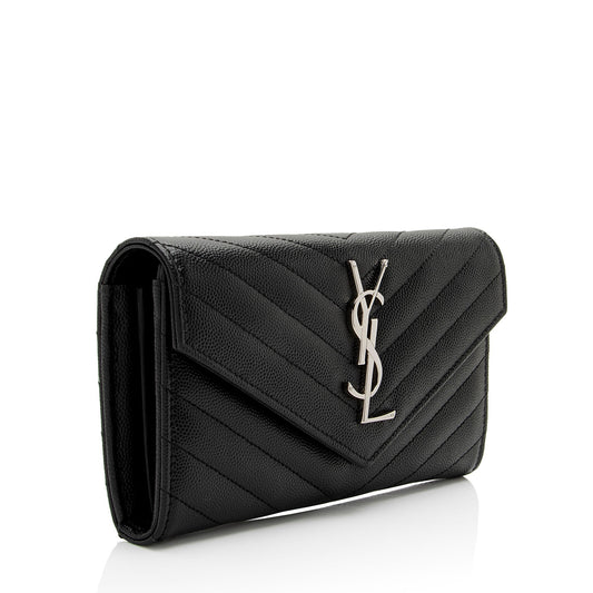 Saint Laurent Matelasse Grain de Poudre Monogram Wallet gZz6IY