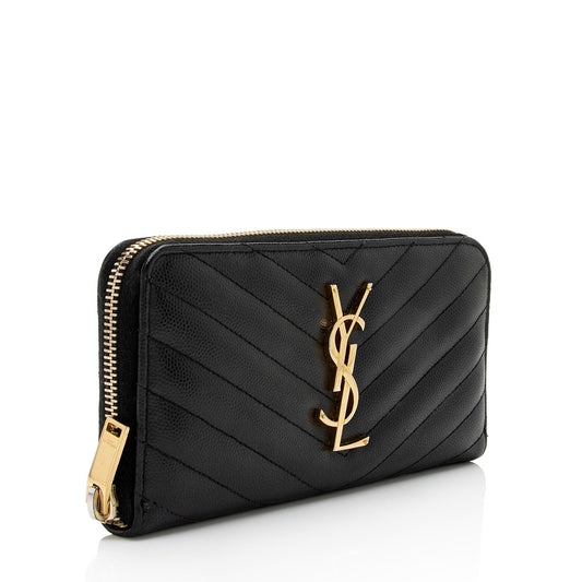 Saint Laurent Matelasse Grain de Poudre Monogram Zip Around Wallet wej7UG