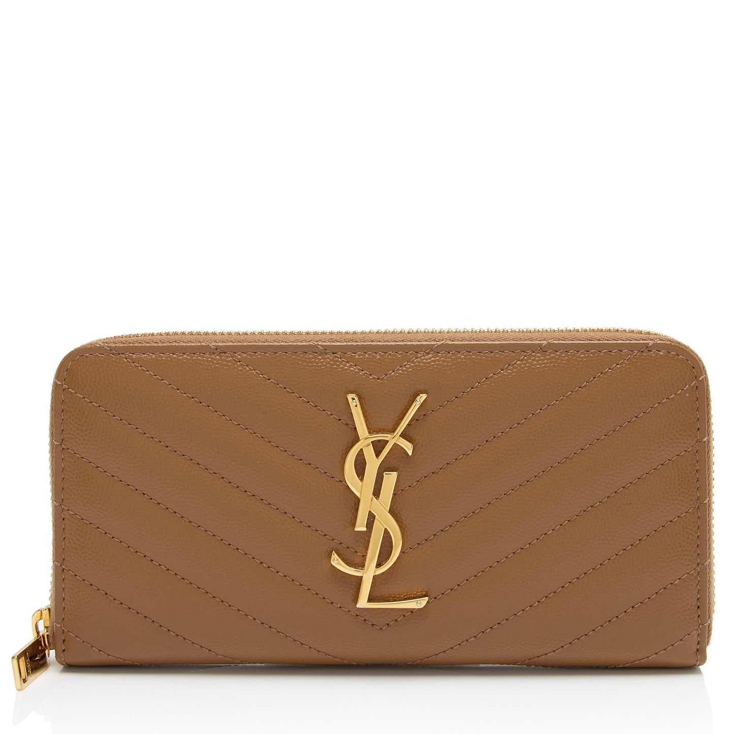 Saint Laurent Matelasse Grain de Poudre Monogram Zip Around Wallet ZFHCDK