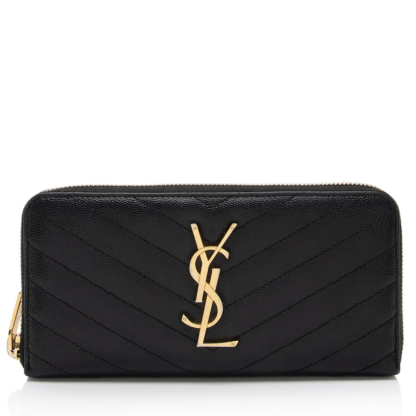 Saint Laurent Matelasse Grain de Poudre Monogram Zip Around Wallet YBU9hg