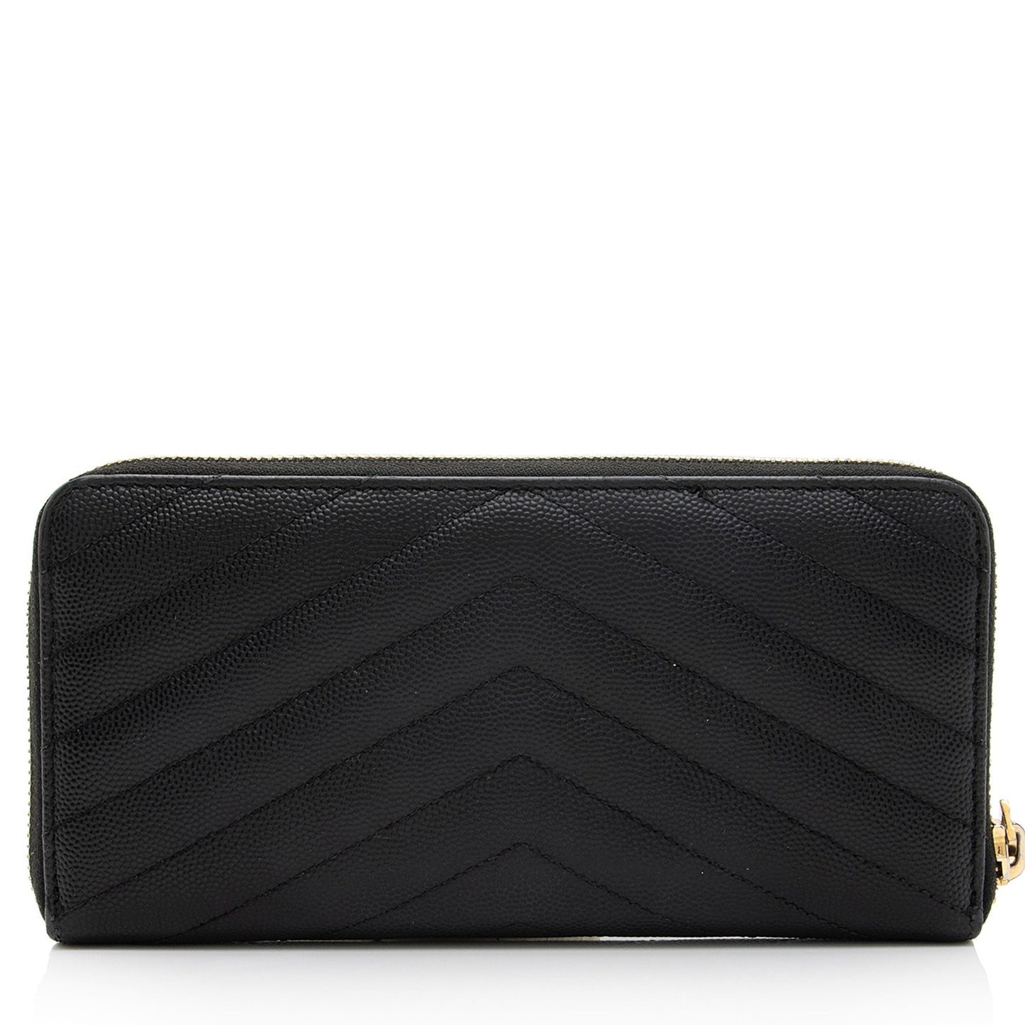 Saint Laurent Matelasse Grain de Poudre Monogram Zip Around Wallet O3K7M8