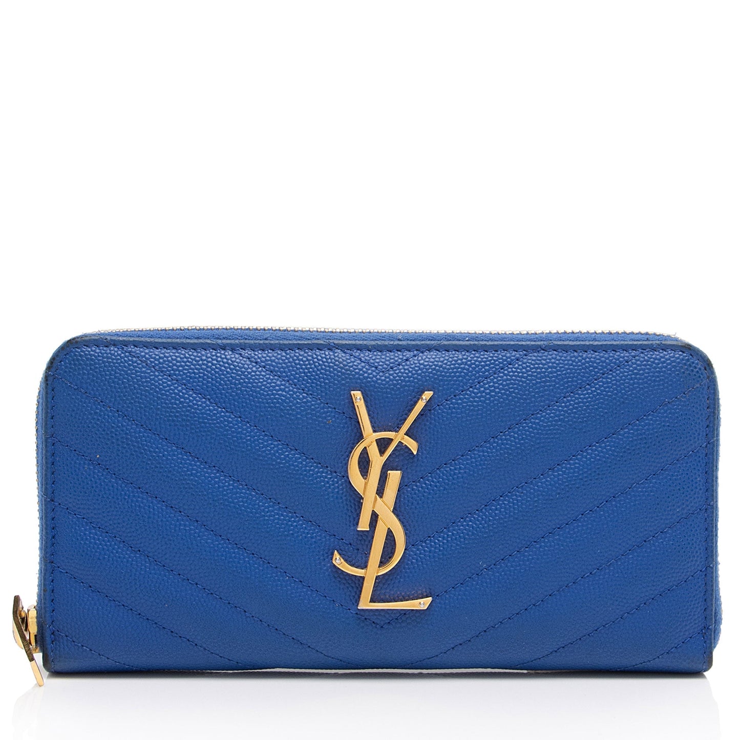 Saint Laurent Matelasse Grain de Poudre Monogram Zip Around Wallet GVAGu1