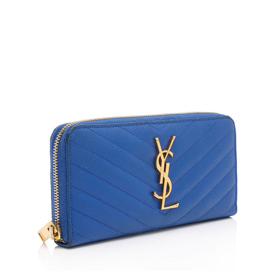Saint Laurent Matelasse Grain de Poudre Monogram Zip Around Wallet GVAGu1