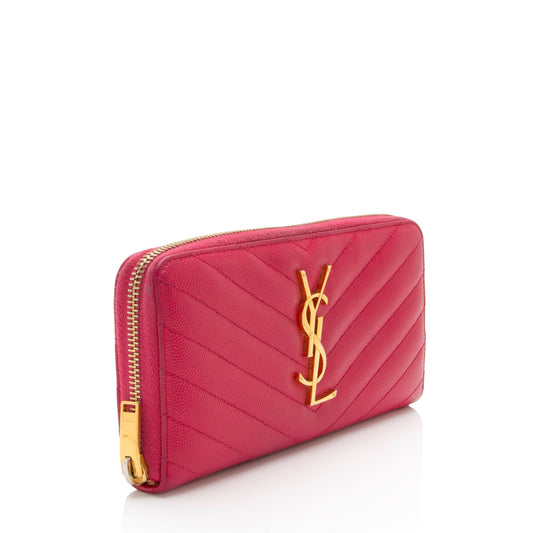 Saint Laurent Matelasse Grain de Poudre Monogram Zip Around Wallet hYPXEX