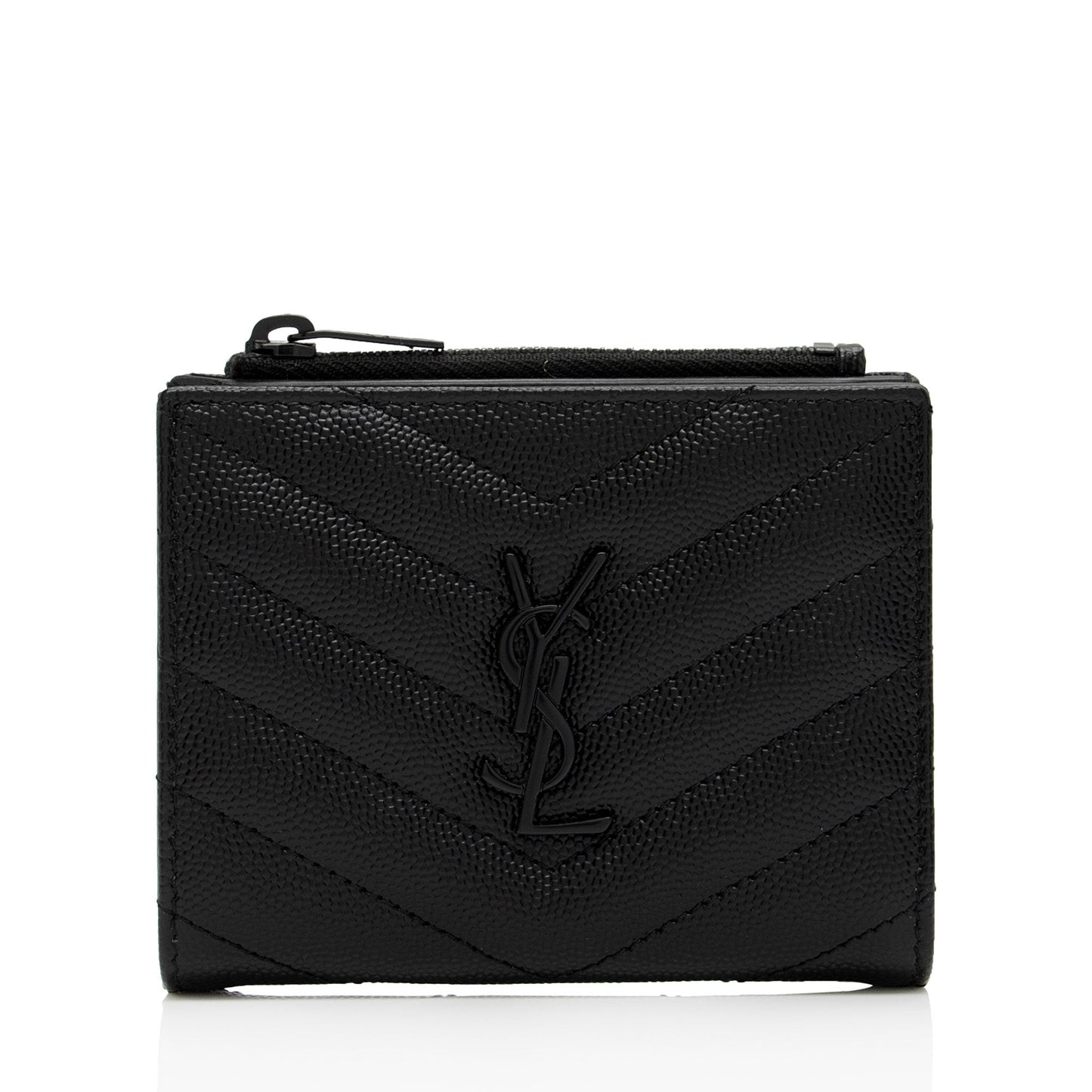 Saint Laurent Matelasse Grain de Poudre Monogram Zipper Card Case JO7h9S