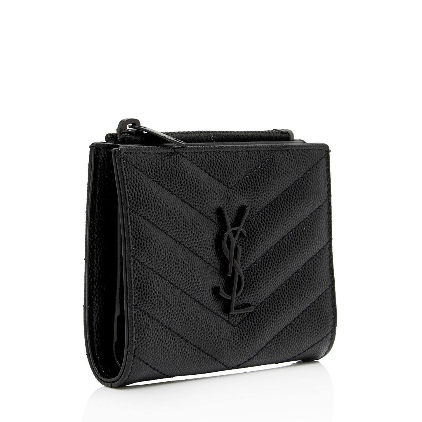Saint Laurent Matelasse Grain de Poudre Monogram Zipper Card Case JO7h9S