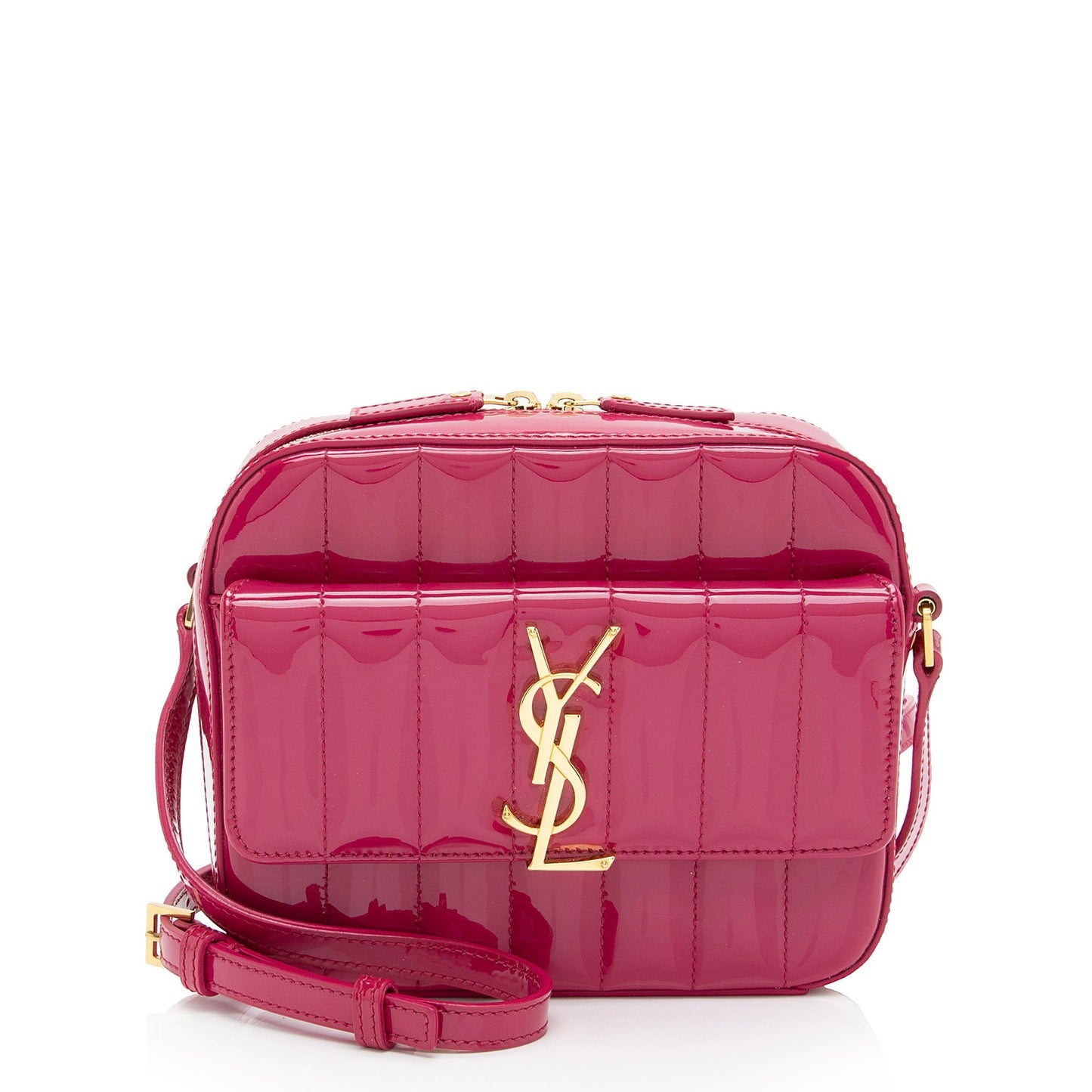 Saint Laurent Matelasse Patent Lambskin Monogram Vicky Camera Bag OaujeC