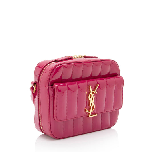 Saint Laurent Matelasse Patent Lambskin Monogram Vicky Camera Bag OaujeC