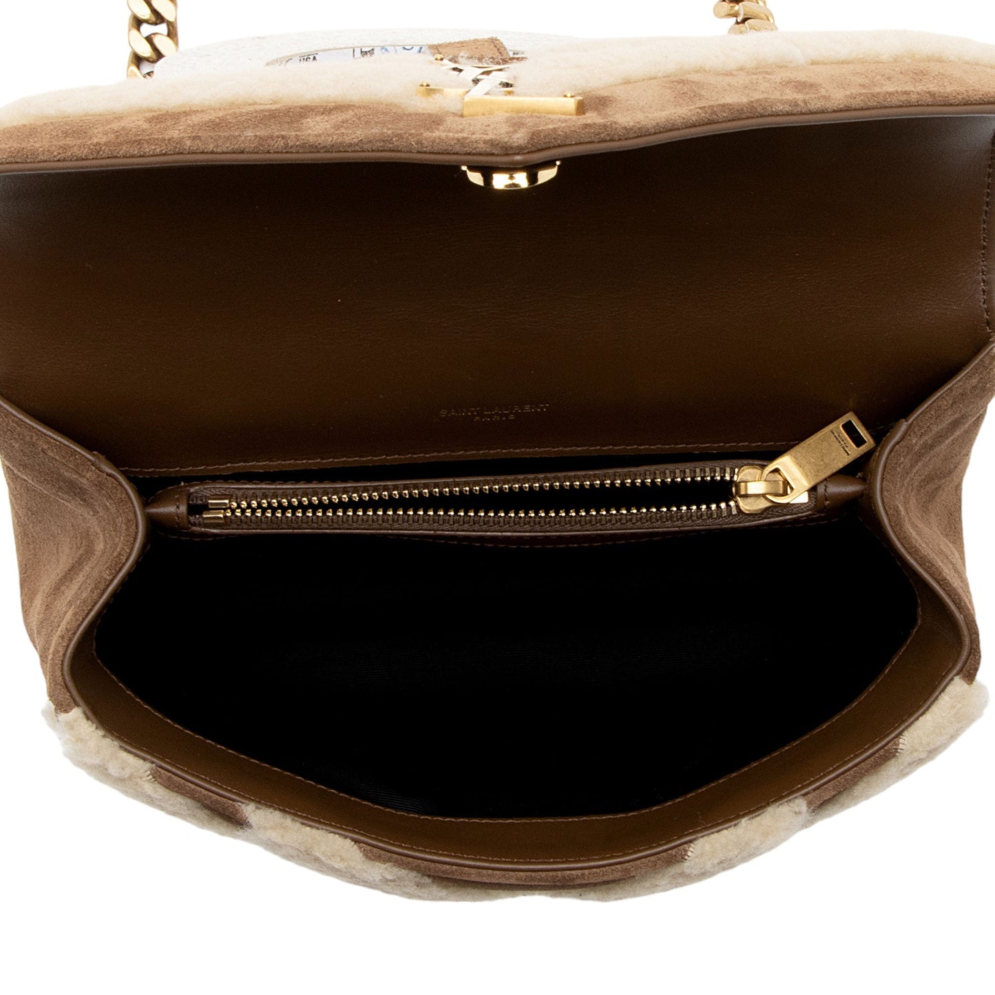 Saint Laurent Matelasse Shearling Nubuck College Medium Shoulder Bag aCkyln