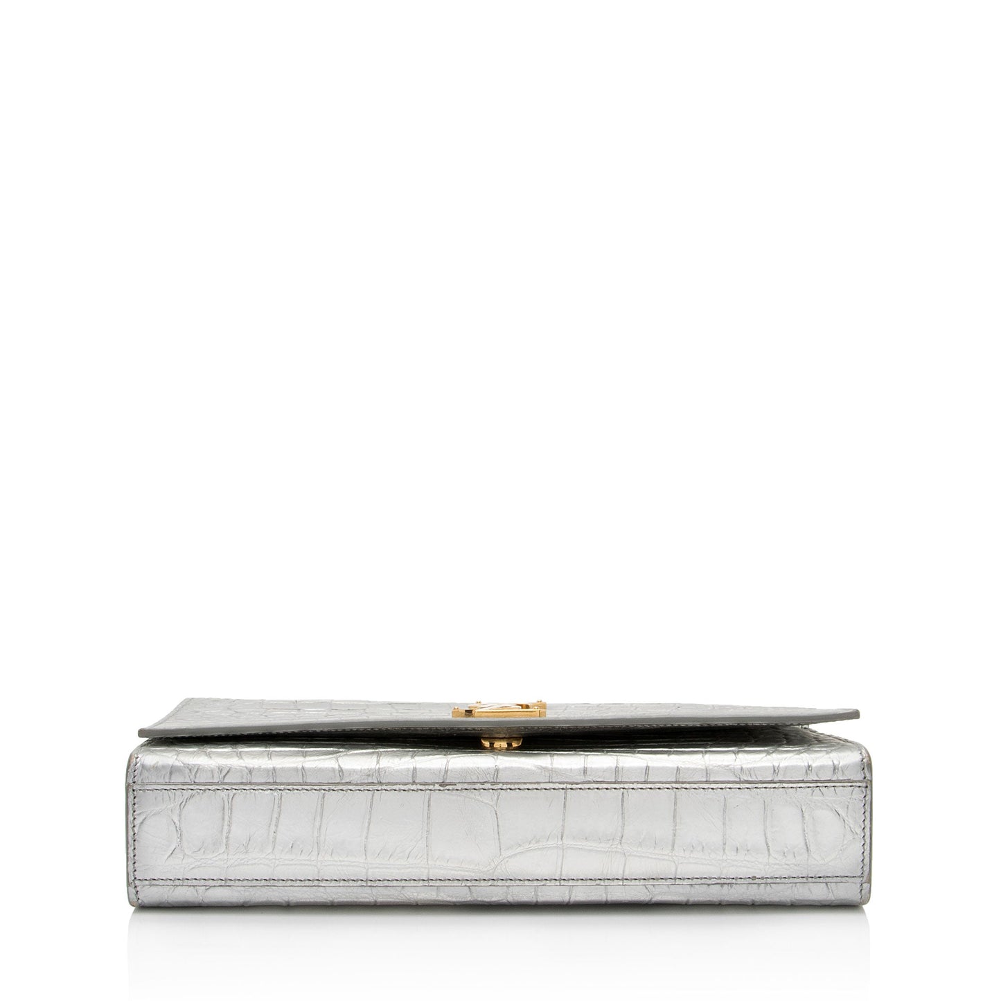 Saint Laurent Metallic Croc Embossed Leather Monogram Kate Medium Shoulder Bag GgwCYy
