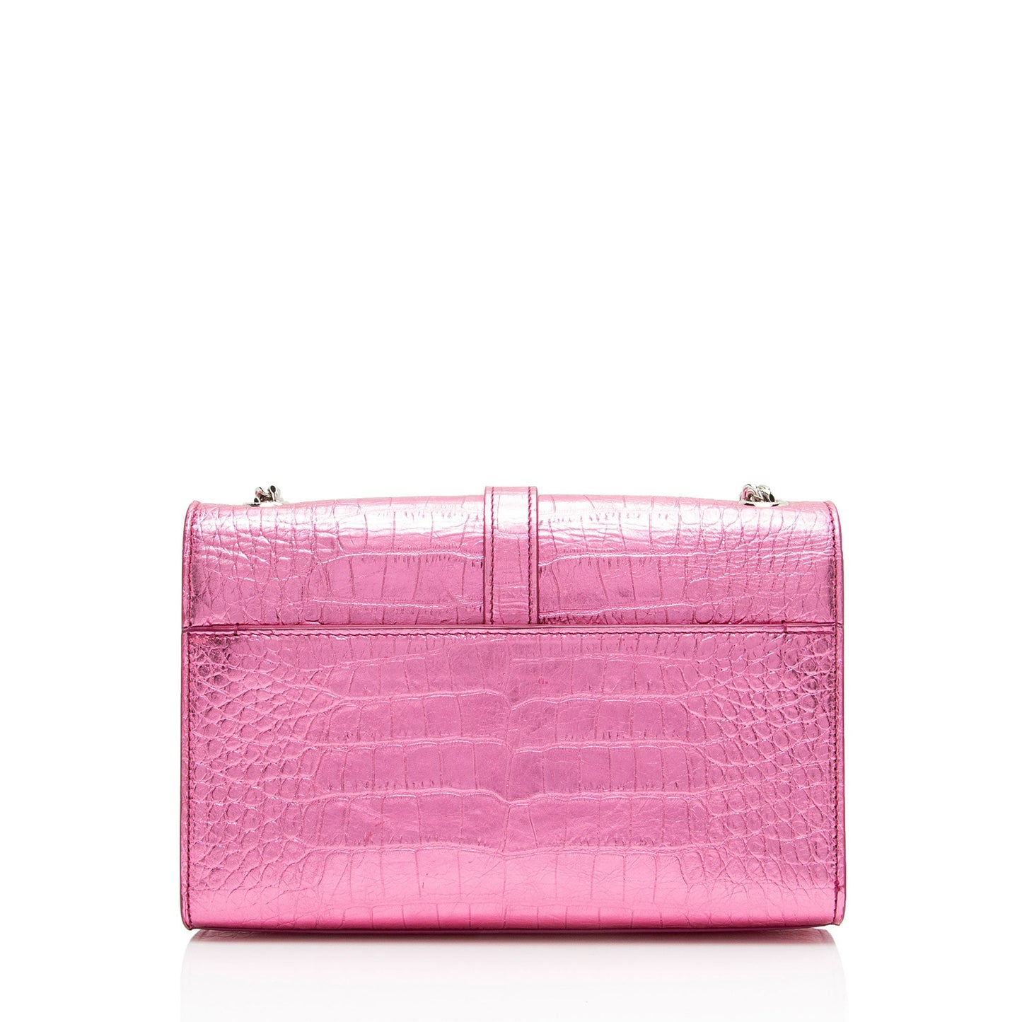 Saint Laurent Metallic Croc Embossed Leather Monogram Small Envelope Bag NH7kKe