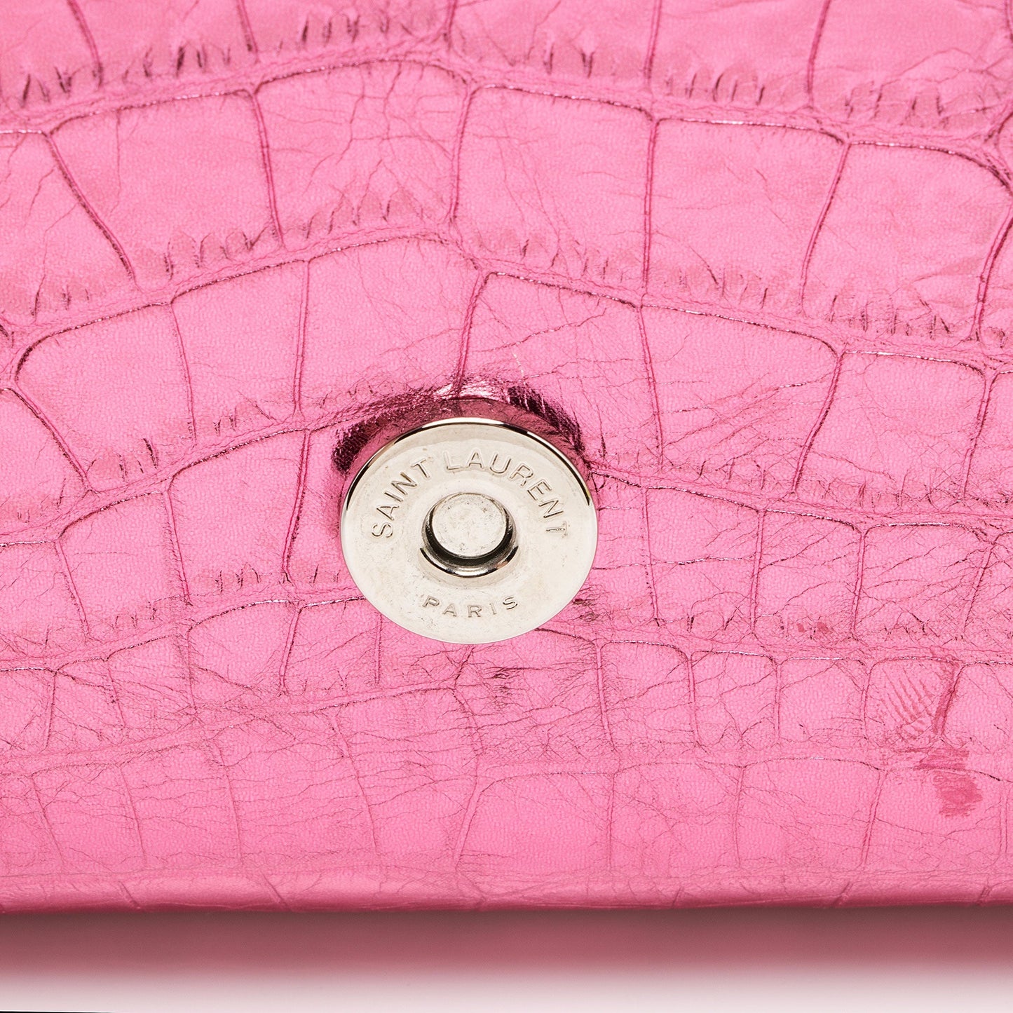 Saint Laurent Metallic Croc Embossed Leather Monogram Small Envelope Bag NH7kKe