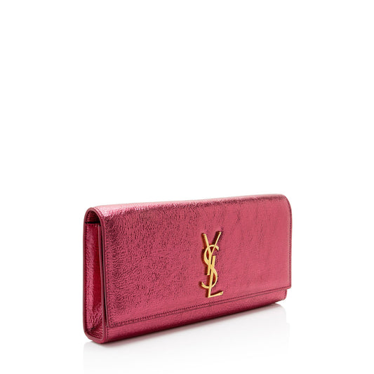 Saint Laurent Metallic Leather Monogram Kate Clutch LgZdJZ
