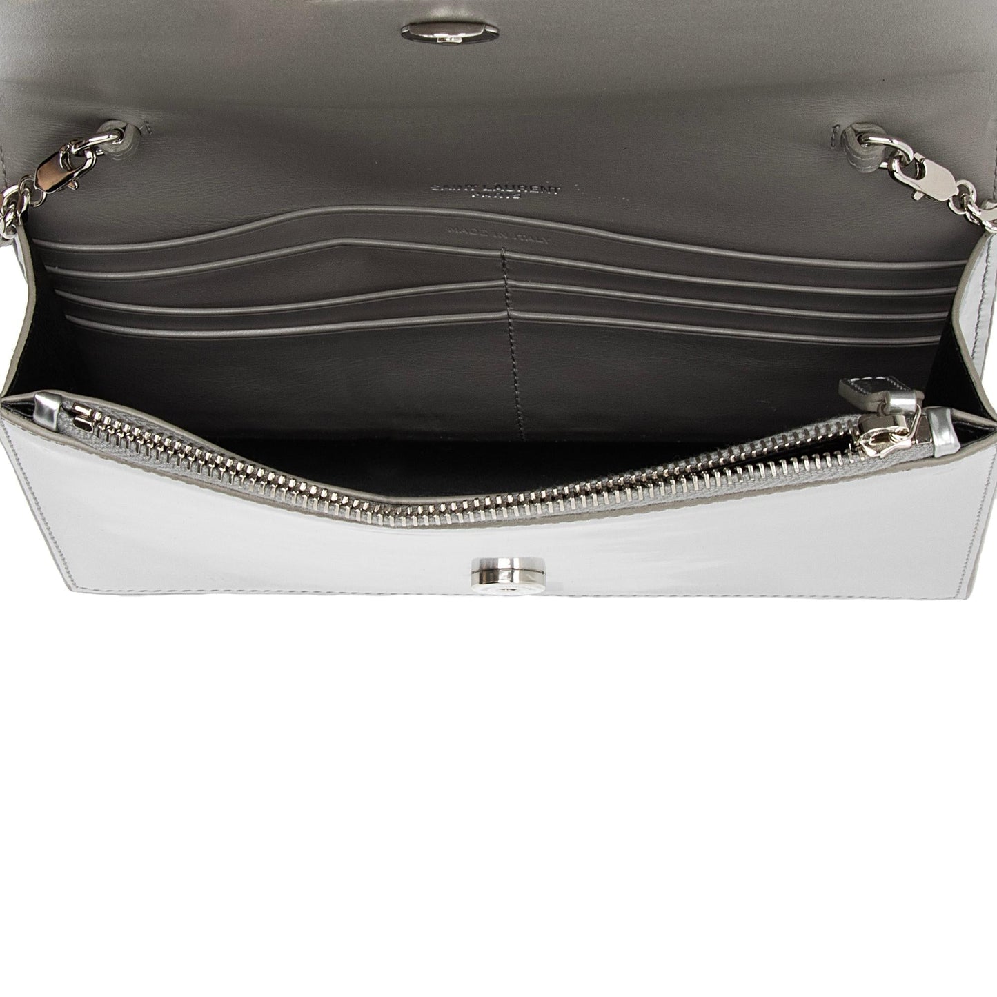 Saint Laurent Metallic Leather Monogram Kate Tassel Chain Wallet L70MqM